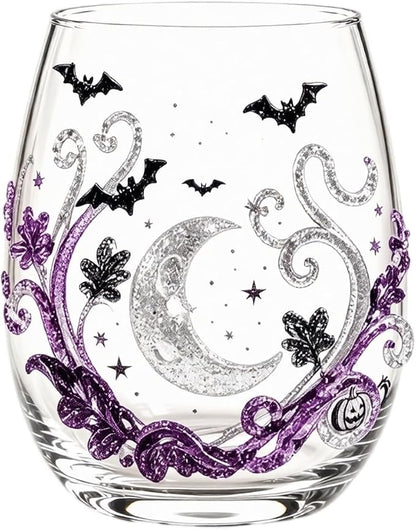 Halloween Printed Glass Cup, Ghost Pumpkin Themed Handleless Drinking Tumbler by Unknown