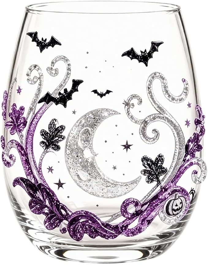 Halloween Printed Glass Cup, Ghost Pumpkin Themed Handleless Water Tumbler 15oz by Unknown