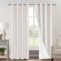 PrinceDeco 100% Blackout Curtains 120 Inches Long with Thermal Insulated White Liner Linen Textured Blackout Curtains for Bedroom, W52 x L120, 2 Panels,120 inch Length for Doorway, Office, Ivory