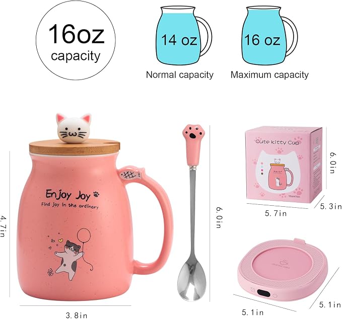 Coffee Mug Warmer Cat Mug Set Electric Smart Heated Cup Wax Warmer - Image 6
