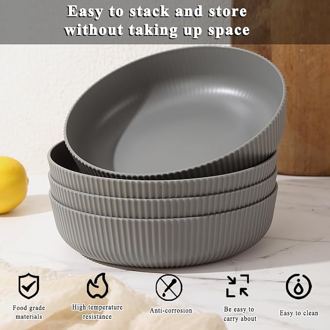Kyraton Pasta Bowls Set of 4, 37oz Salad Bowls Soup Bowls Large Pasta Serving - Image 4
