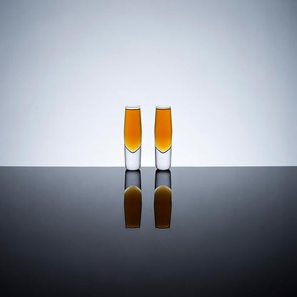 Viski Crystal Heavyweight Shot Glasses Set of 2 - Premium Crystal Clear Glass, Stylish Shot Glasses, Shot Glass Gift Set, 2 oz
