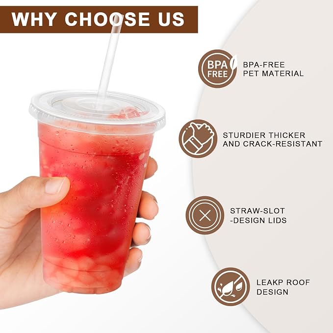 Lamosi 100 Pack 16 oz Plastic Coffee Cups - Image 3