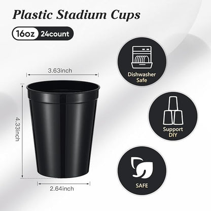 Mifoci 24 Pcs Stadium Plastic Cups Blank Reusable Drink Tumblers Bulk Stackable - Image 2