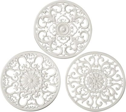 Extra Thick Silicone Trivet Mat for Hot Dishes, Hot Pots and Pans, Pot Holder, Hot Pad to Portect Your Table and Countertop, Kitchen Decor and Accessories,White, Set of 3