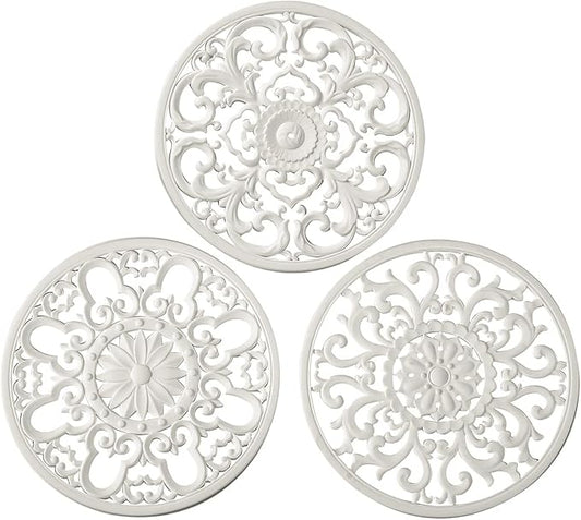 Extra Thick Silicone Trivet Mat for Hot Dishes, Hot Pots and Pans, Pot Holder, Hot Pad to Portect Your Table and Countertop, Kitchen Decor and Accessories,White, Set of 3