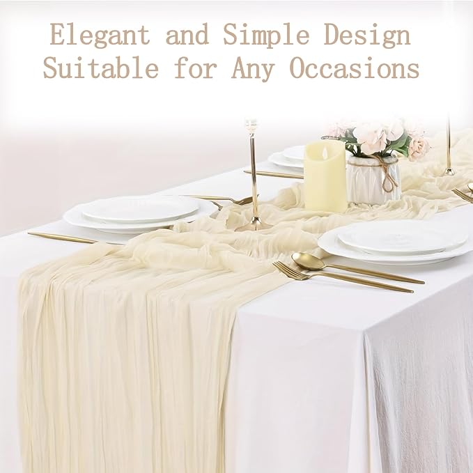 4 Pack Ivory Cheesecloth Table Runner 20 x 120 inch Gauze Table Runners 10 FT - Image 4