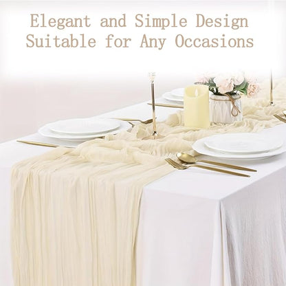 4 Pack Ivory Cheesecloth Table Runner 20 x 120 inch Gauze Table Runners 10 FT - Image 4