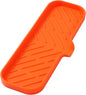 Silicone Bathroom Soap Dishes with Drain Spout-Bathroom and Kitchen Sink Organizer,Sponge Holder,Dish Soap Tray,Perfect for Dispenser,Scrubber,Bottle,Cup on Sink or Counter-Orange 12"×4"