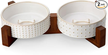 MALACASA Dog Bowl Set, Ceramic Bowls by MALACASA