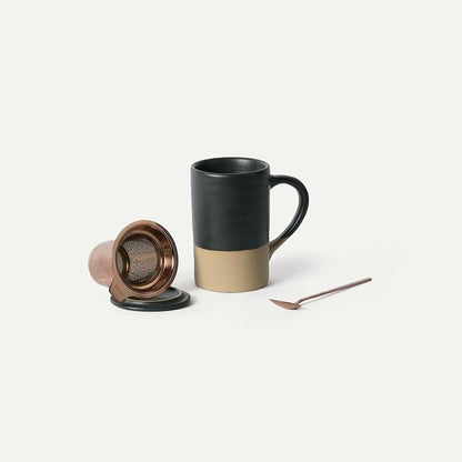 Mora Ceramics Tea Cup with Loose Leaf Infuser, Spoon and Lid, 12 oz, Microwave by MORA