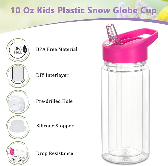 5 Pack 10 Oz Plastic Snow Globe Tumbler - Image 4