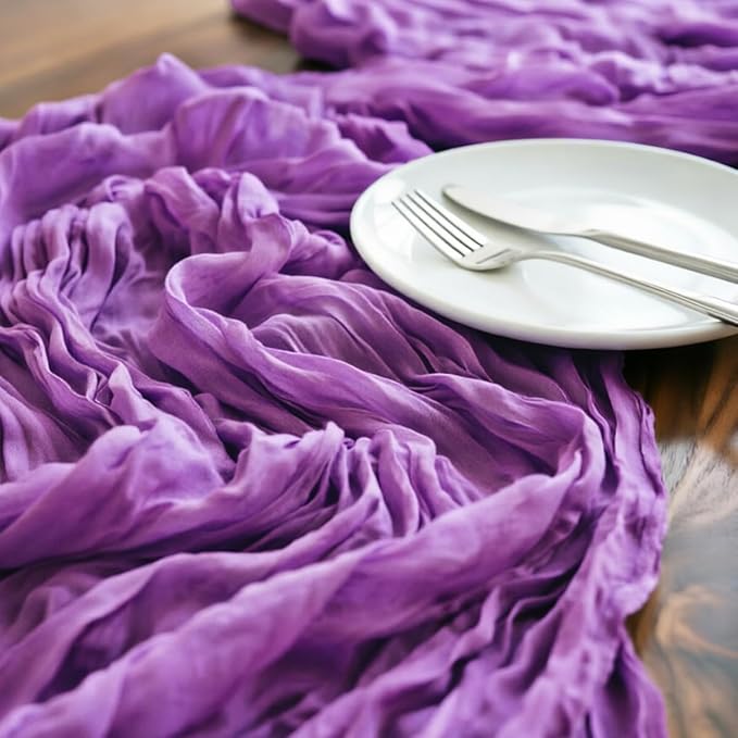 Purple Cheesecloth Table Runner 120 Inches 10 Ft Gauze Table Runner | Summer - Image 4