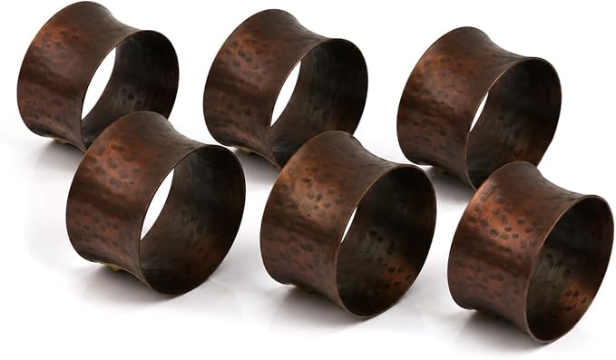 ITOS365 Handmade Round Hammered Antique Napkin Rings Holder - Image 2
