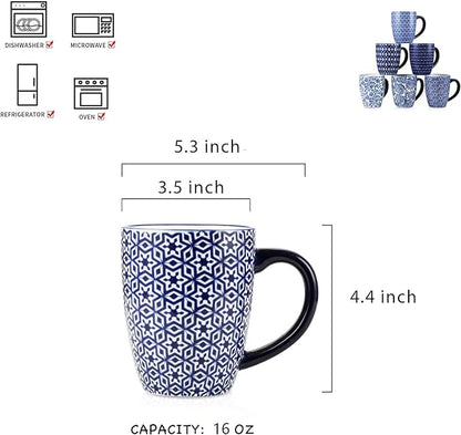 Selamica 16 oz Ceramic Coffee Mugs Set of 6, Ceramic Tea Cup - Image 2
