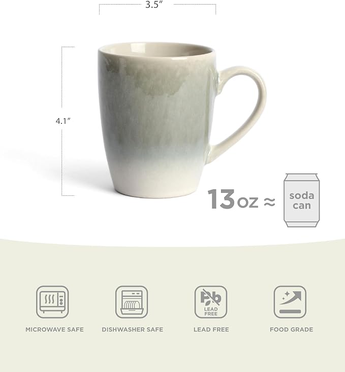 famiware Coffee Mugs Set, 13oz Mug Set of 6, Stoneware Cups - Image 5