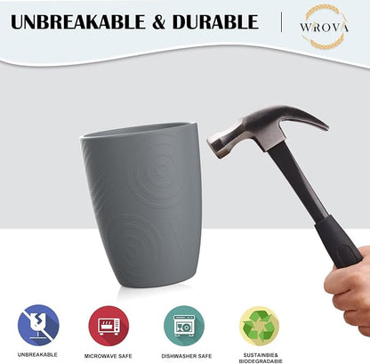Wrova Wheat Straw Cups 8 PCS Good Alternative to Plastic Reusable Cups 12 oz - Image 5