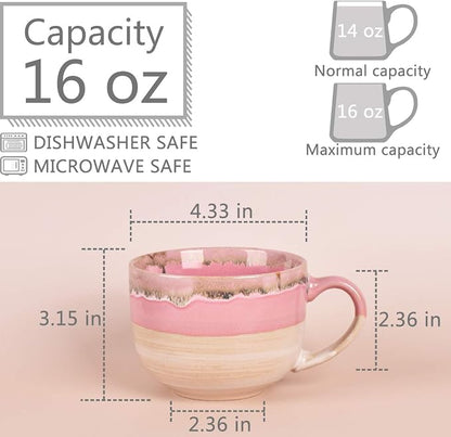 Bosmarlin Large Ceramic Coffee Mug Set of 2, Stoneware Jumbo Latte Mugs Tea - Image 2
