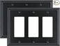 2-Pack Decorative Tripple Decorator Outlet Cover Plate, Durable Zinc Alloy Black Wall Plates for Electrical Outlets, Receptacle, GFCI Outlet, Dimmer Switch, 3-Gang, Corrosion Resistant