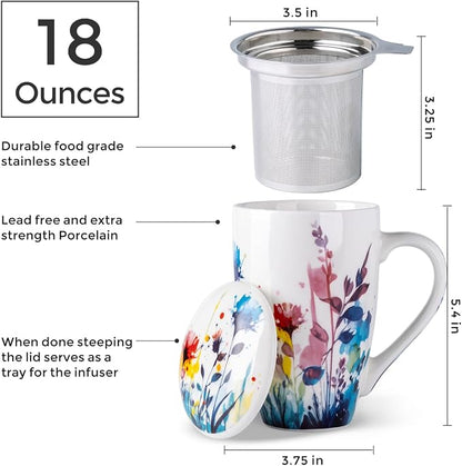 AmorArc Tea Cup With Infuser and Lid, 18oz Loose Leaf Tea Mug With Steeper | - Image 2
