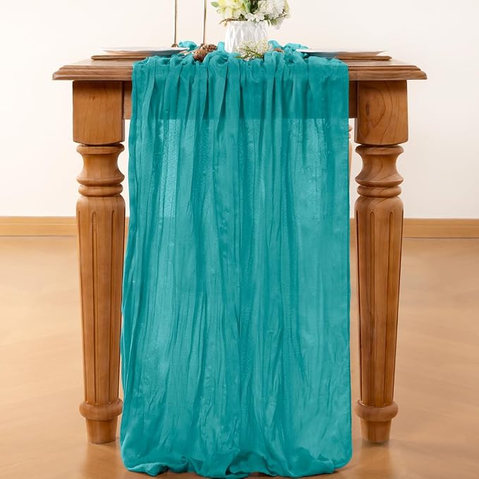 Teal Cheesecloth Table Runner 120 Inches 10 Pack Gauze Table Runner | Summer - Image 2
