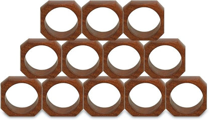 Wooden Napkin Rings Set of 12 for Dinning Table Decor | Wood Napkin Holder Set of Twelve for Dinner Table Decoration | Napkin Ring for Home and Kitchen Decor