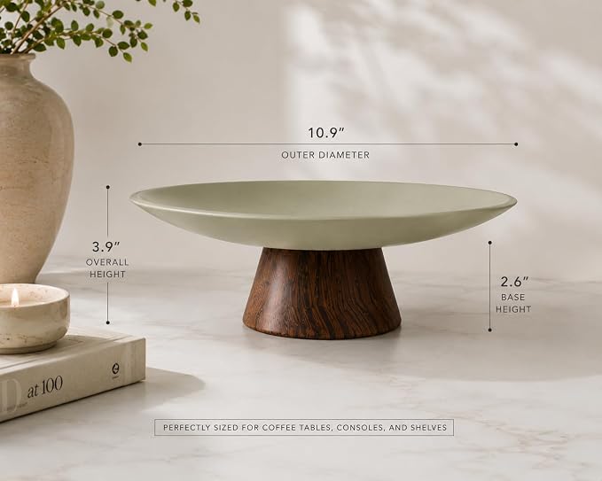 Large Decorative Bowl, Japandi Resin Pedestal Bowl - Image 3