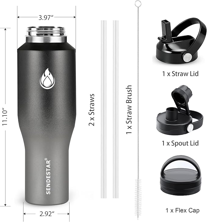SENDESTAR 40oz Stainless Steel Water Bottle, Double Wall Vacuum Insulated Bottle - Image 6