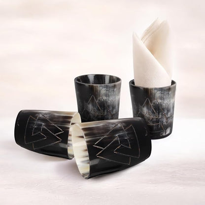 Handicrafts Home Viking Horn Shot Glasses Set of 4, Handmade Natural Ox Horn - Image 3