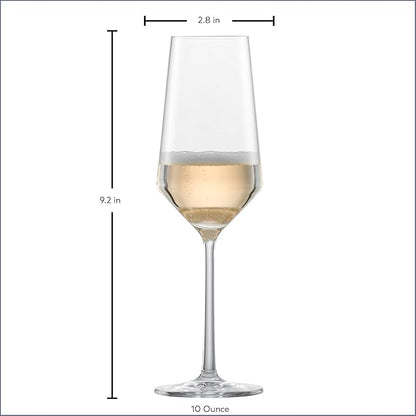 ZWIESEL GLAS Pure Champagne Glass (Set of 6), Champagne Flutes with Effervescent Point, Dishwasher-Safe Tritan Crystal Glasses, Made in Germany (10 Ounce)