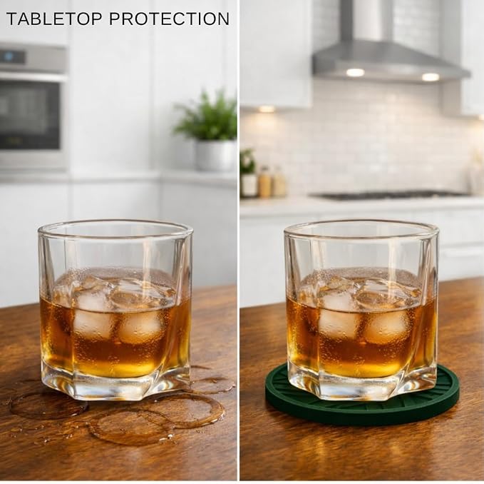 Silicone Drink Coasters, with Groove Patterns and Gold Holder - Image 3