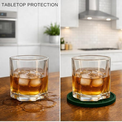 Silicone Drink Coasters, with Groove Patterns and Gold Holder - Image 3