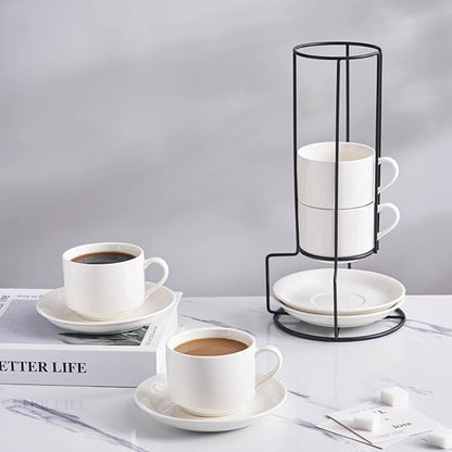 YOLIFE 8oz Porcelain Stackable Cappuccino Cups - Image 5