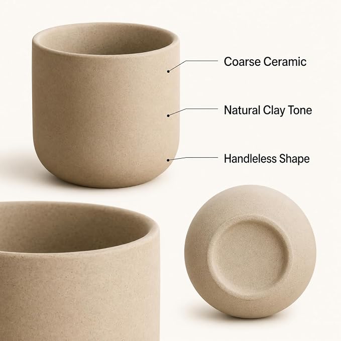 Ceramic Espresso Cups Set of 4, 5 oz Natural Beige Cortado Cups | 5 oz - Image 3