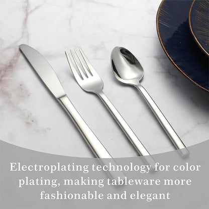 Silverware Set for 4,20 Pieces Forged Stainless Steel Flatware Set Cutlery Set,Heavy Duty and Modern Desgin,Fancy Tableware Cutlery Set for Home,Restaurant,Mirror Polished,Dishwasher Safe