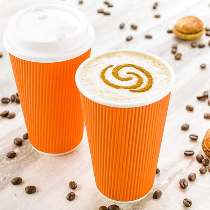 Restaurantware 16 Ounce Ripple Wall Disposable Coffee Cups, 500 Insulated - Image 7