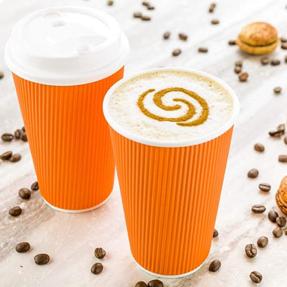Restaurantware 16 Ounce Ripple Wall Disposable Coffee Cups, 500 Insulated - Image 7