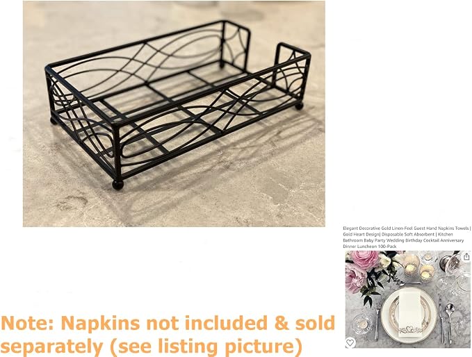 Black Elegant Sturdy Guest Napkin Holder | Disposable Paper Hand Towel Storage - Image 6