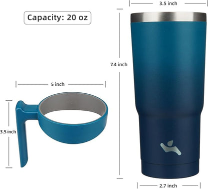 Konokyo 20 oz Tumbler with Handle and Straw, Insulated Travel Mug | Indigo - Image 4