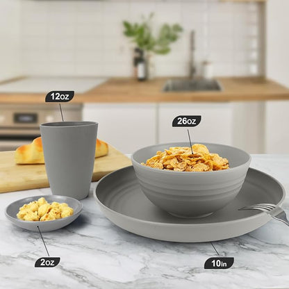 Wheat straw plates and bowls sets of 16 - Image 3
