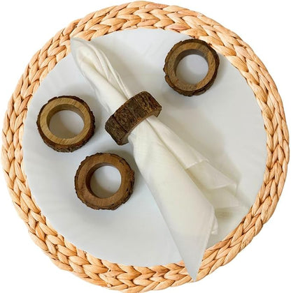 Napkin Holder Set of 12 Handmade Acacia Wood Dining Table Napkin Ring Classic - Image 3