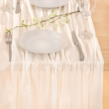 Ivory Gauze Cheesecloth Table Runner Rustic Farmhouse Runner 10ft | Lightweight - Image 6