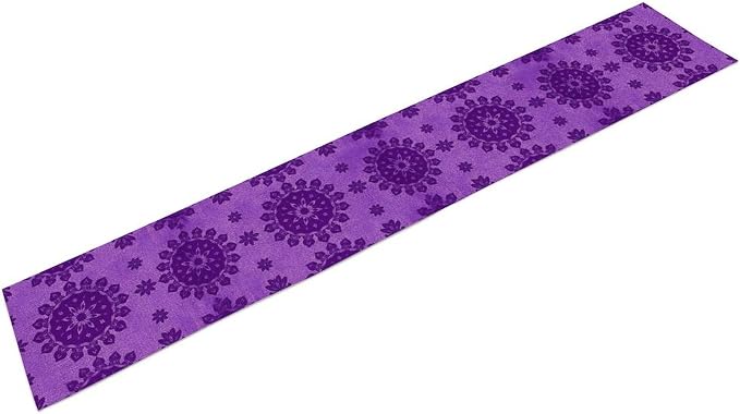 YCness Abstract Flower Mandela Table Runner, Watercolor Purple Geometric Modern - Image 8