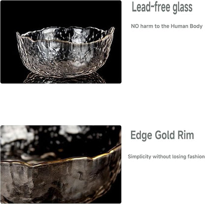 Glass Bowl for Salad Candy Fruit, Decorative Bowl-Crystal Clear Gold, 7.6" | - Image 3