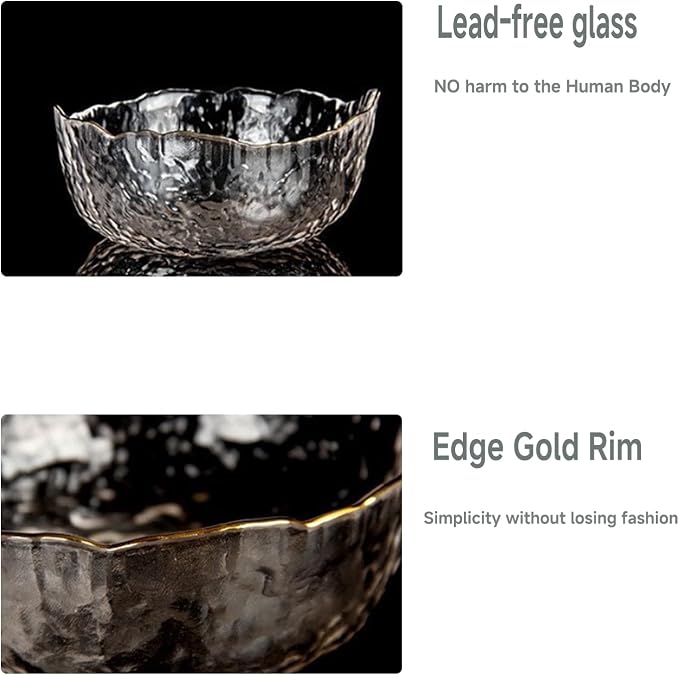 Glass Bowl for Salad Candy Fruit, Decorative Bowl-Crystal Clear Gold, 4.9" | - Image 4