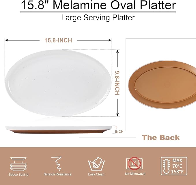 Webbylee ‌16" Melamine Oval Platter Set of 2 - Image 2