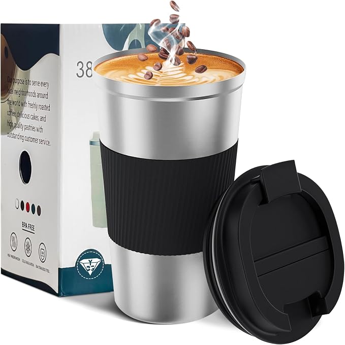 Insulated Travel Coffee Mug, Stainless Steel Coffee Cup by YINBAOGE