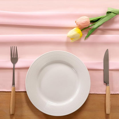 Pink Chiffon Table Runner Summer Boho Wedding Birthday Party Decor | 10ft - Image 3