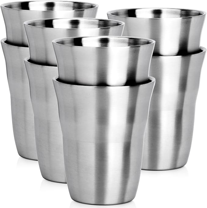Beasea Stainless Steel Cups 8.8 oz, 8 Pack Small Stainless Steel Tumbler Bulk by Beasea