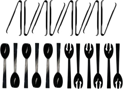 Party Essentials Plastic Party Buffet Serving Utensils Kit, Spoons/Forks/Tongs by PartyEssentials